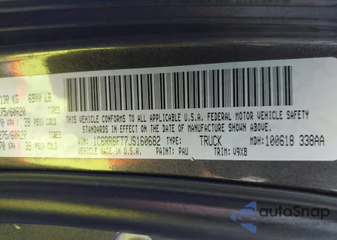 2018 Ram 1500 Express 4X2 6'4 Box z USA, uszkodzony, nr VIN 1C6RR6FT7JS160682